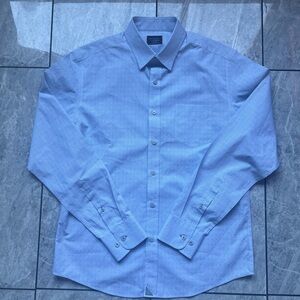 UNTUCKit Mens LightBlue 100%Cotton LongSleeve ButtonUp SlimFit Geometric Shirt M
